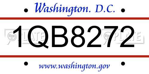 1QB8272 District Of Columbia License Plate