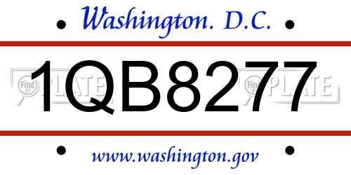 1QB8277 District Of Columbia License Plate