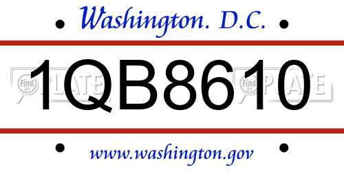 1QB8610 District Of Columbia License Plate