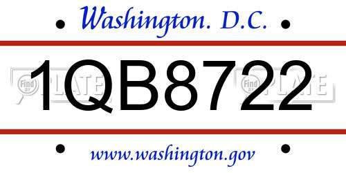 1QB8722 District Of Columbia License Plate