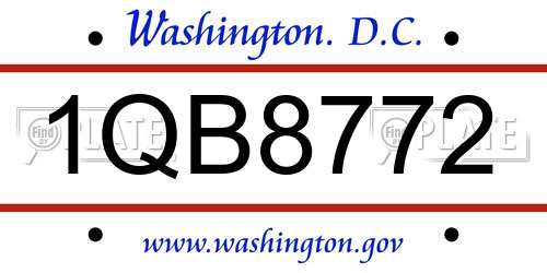 1QB8772 District Of Columbia License Plate