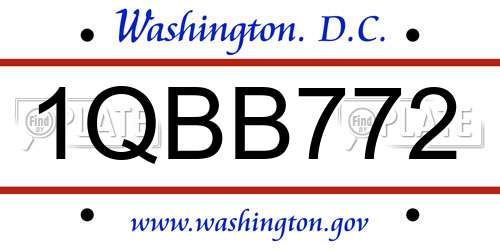 1QBB772 District Of Columbia License Plate
