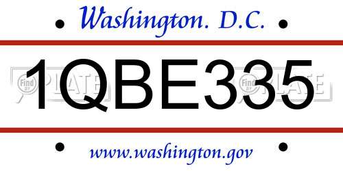 1QBE335 District Of Columbia License Plate