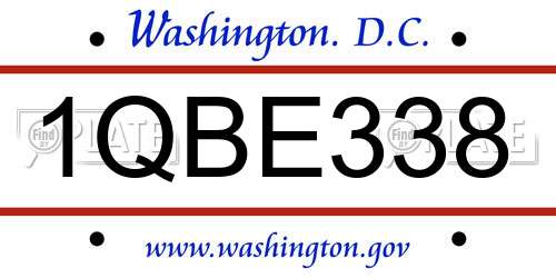 1QBE338 District Of Columbia License Plate