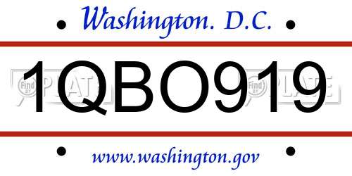 1QBO919 District Of Columbia License Plate