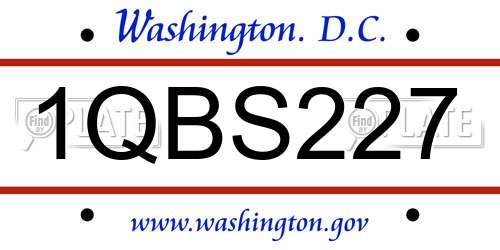 1QBS227 District Of Columbia License Plate