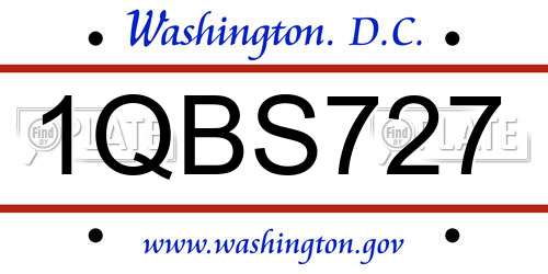1QBS727 District Of Columbia License Plate