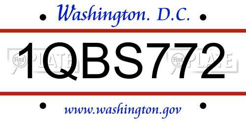 1QBS772 District Of Columbia License Plate