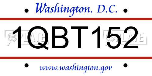 1QBT152 District Of Columbia License Plate