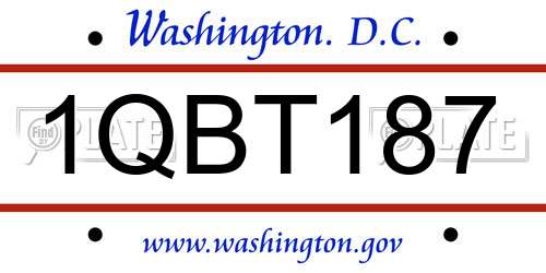 1QBT187 District Of Columbia License Plate