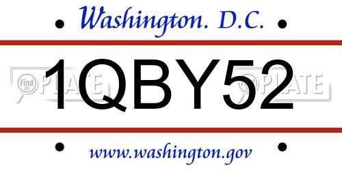 1QBY52 District Of Columbia License Plate