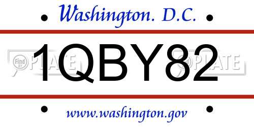 1QBY82 District Of Columbia License Plate