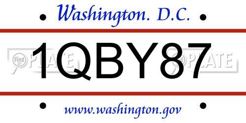 1QBY87 District Of Columbia License Plate