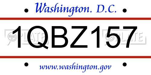 1QBZ157 District Of Columbia License Plate