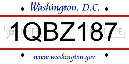 1QBZ187 District Of Columbia License Plate