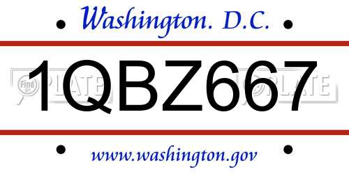 1QBZ667 District Of Columbia License Plate