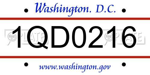 1QD0216 District Of Columbia License Plate