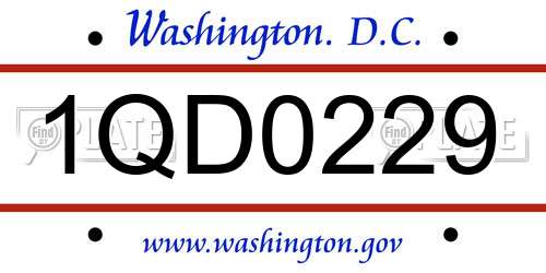 1QD0229 District Of Columbia License Plate