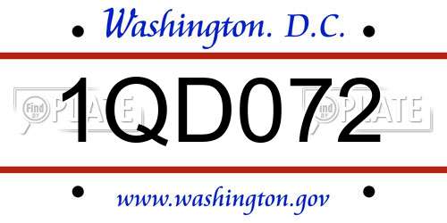 1QD072 District Of Columbia License Plate