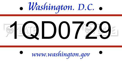 1QD0729 District Of Columbia License Plate