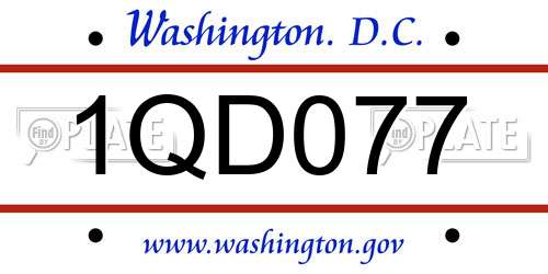 1QD077 District Of Columbia License Plate