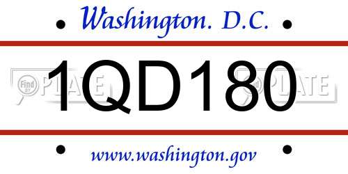 1QD180 District Of Columbia License Plate