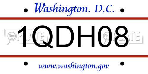 1QDH08 District Of Columbia License Plate