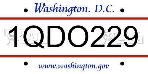 1QDO229 District Of Columbia License Plate