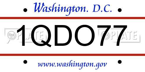 1QDO77 District Of Columbia License Plate