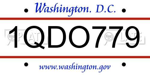 1QDO779 District Of Columbia License Plate