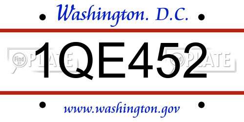 1QE452 District Of Columbia License Plate