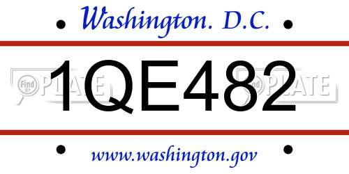 1QE482 District Of Columbia License Plate