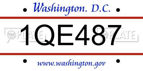 1QE487 District Of Columbia License Plate