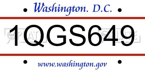 1QGS649 District Of Columbia License Plate