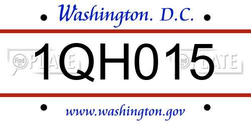 1QH015 District Of Columbia License Plate