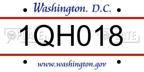 1QH018 District Of Columbia License Plate