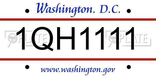 1QH1111 District Of Columbia License Plate