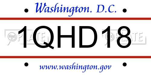 1QHD18 District Of Columbia License Plate