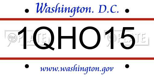 1QHO15 District Of Columbia License Plate