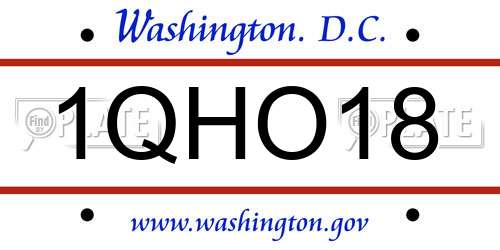 1QHO18 District Of Columbia License Plate