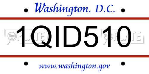 1QID510 District Of Columbia License Plate