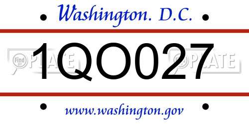 1QO027 District Of Columbia License Plate