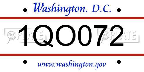 1QO072 District Of Columbia License Plate