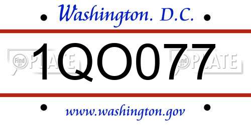1QO077 District Of Columbia License Plate