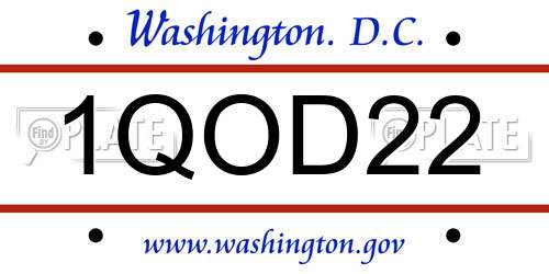 1QOD22 District Of Columbia License Plate