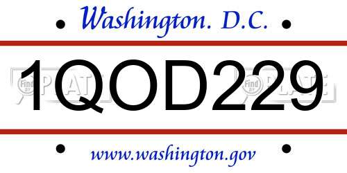 1QOD229 District Of Columbia License Plate