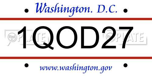 1QOD27 District Of Columbia License Plate