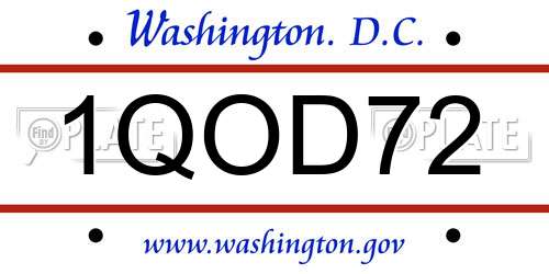1QOD72 District Of Columbia License Plate