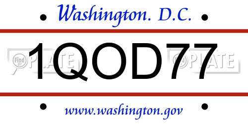 1QOD77 District Of Columbia License Plate
