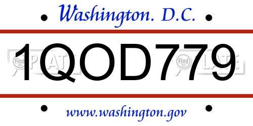 1QOD779 District Of Columbia License Plate